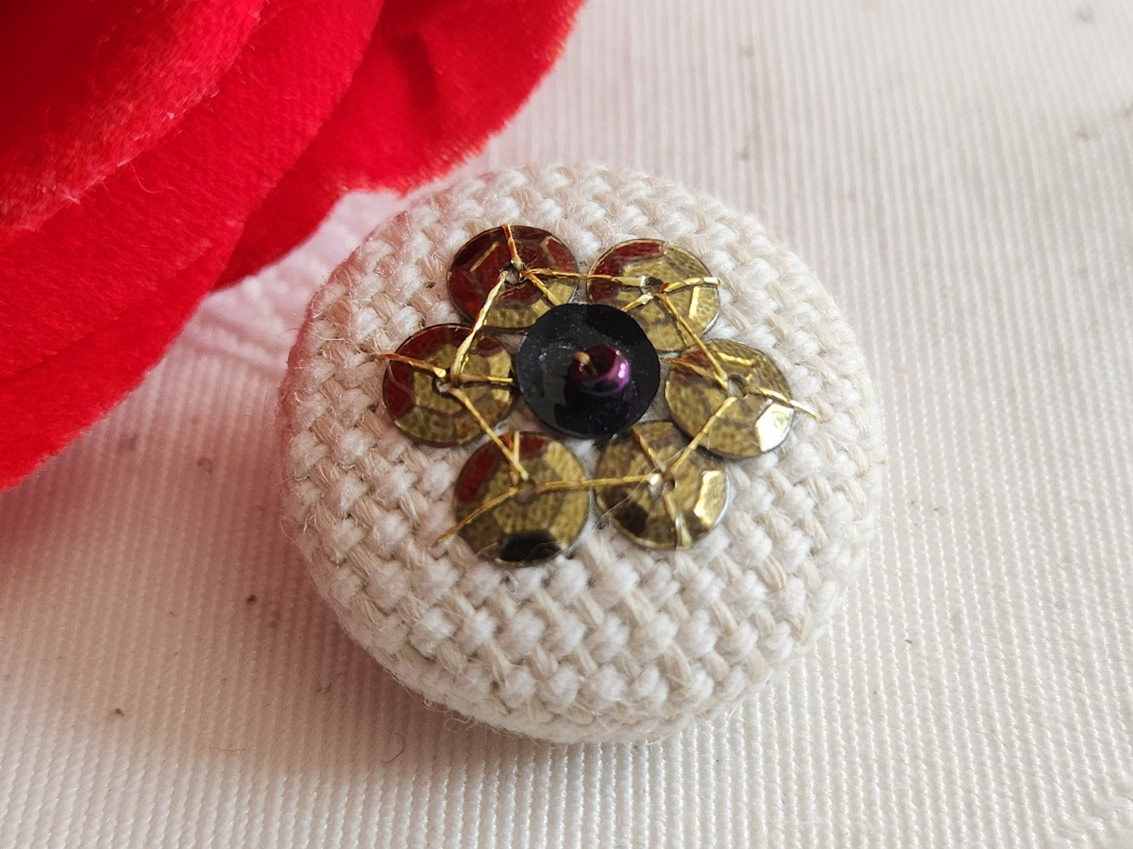 Bouton passementerie blanc sequin pied 2,4 cm ou 24 mm G12G