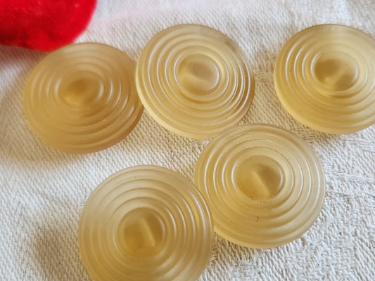 Lot 5 boutons vintage jaune /beige mat spirale pied 2,2 cm 22 mm ref 6569