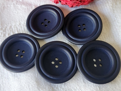 Lot 5 gros boutons vintage bleu 2,8 cm trous ref 3755