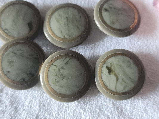 Lot 6 boutons vintage gris ravissants pied liseré doré  1,8 cm ref 0867
