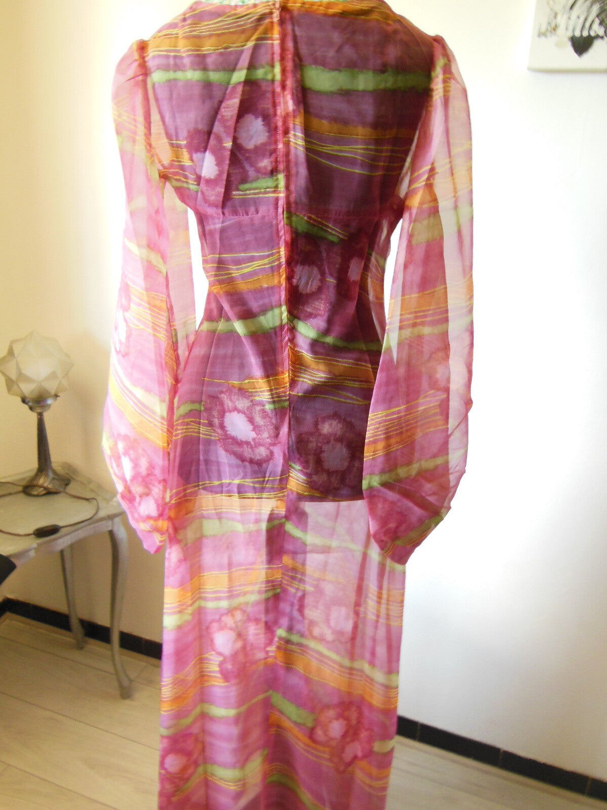 Pur vintage robe longue de plage paillette broderie main taille 36 / 38 ? B1