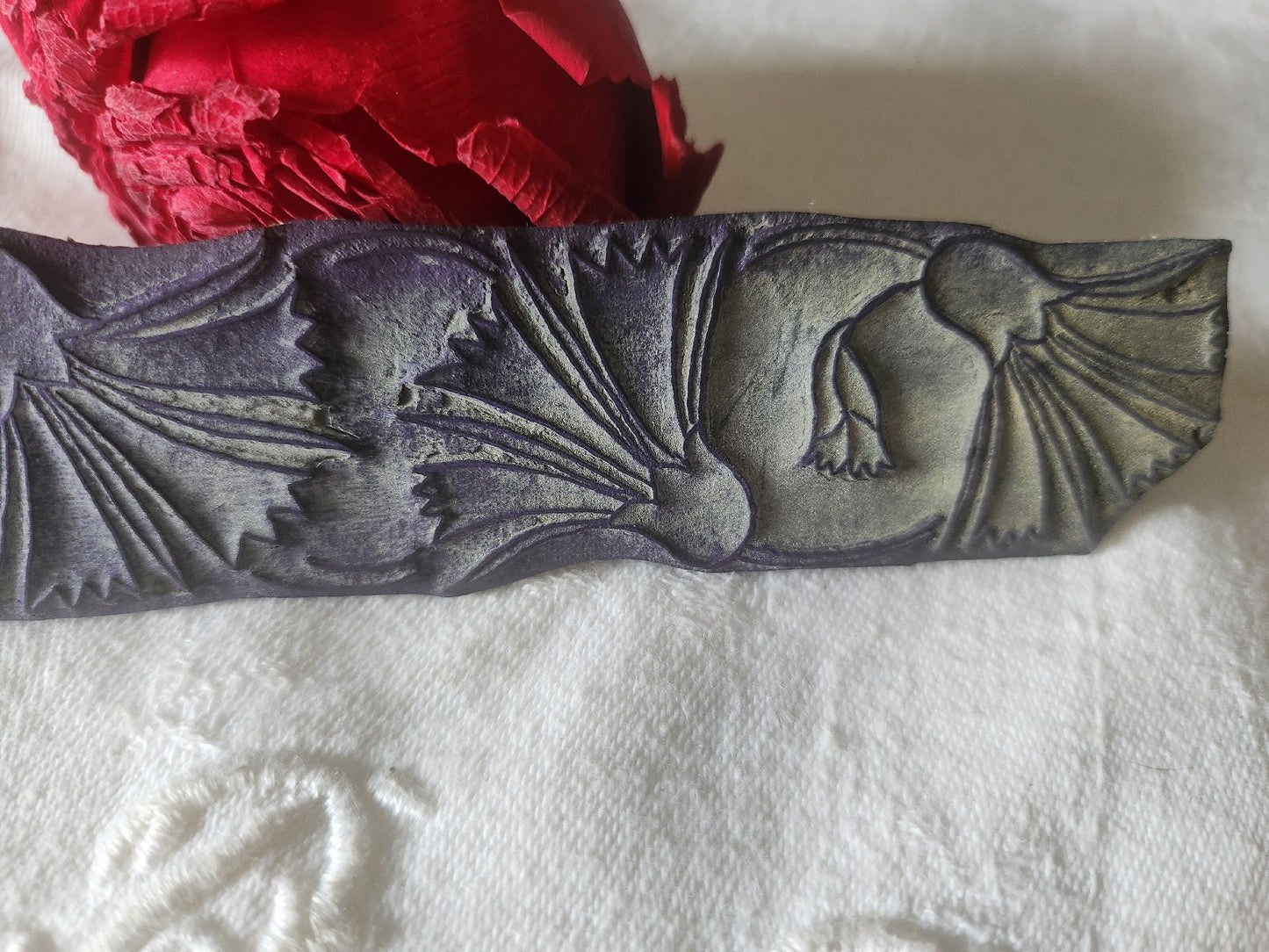 Tampon ancien sans support frise broderie collection bleuet fleur   n°34-2