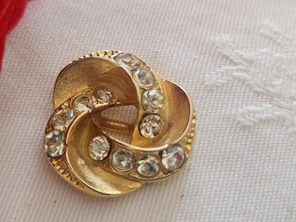 Bouton vintage en métal doré  strass verre 2 cm ou 20 mm bijoux  G3G