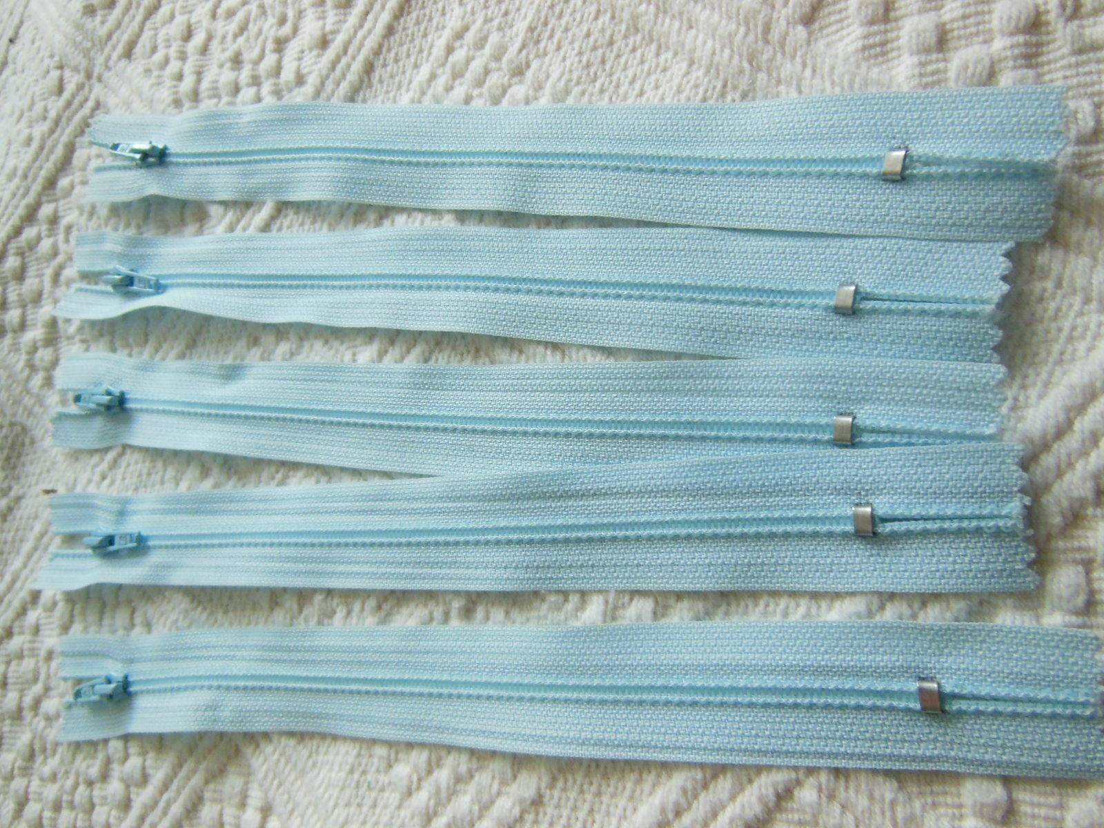 Lot  5 fermeture éclair 20 cm bleu clair  non séparable A65  creation pochette