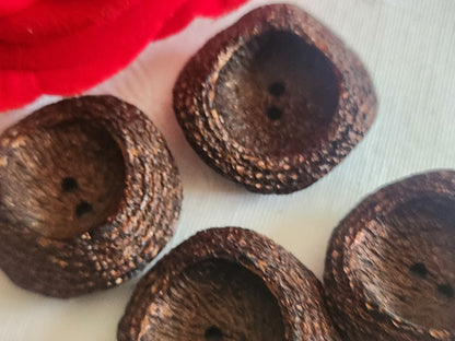 Lot 4 gros boutons vintage en résine marron 2,8 cm ref 6212