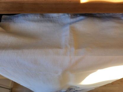 Ancien cache torchon blanc broderie bleu moulin superbe 54 cm sur 120 cm B8