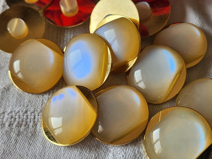 Lot 6 gros boutons vintage blanc reflet mordoré 2,5 cm ref 1220