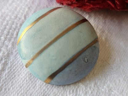 Gros bouton vintage céramique parurier collection 2,7 cm pied bleu G14I