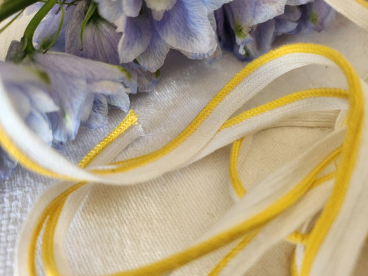 Biais vintage ruban bordure jaune 6 mètres sur 0,6  cm B9