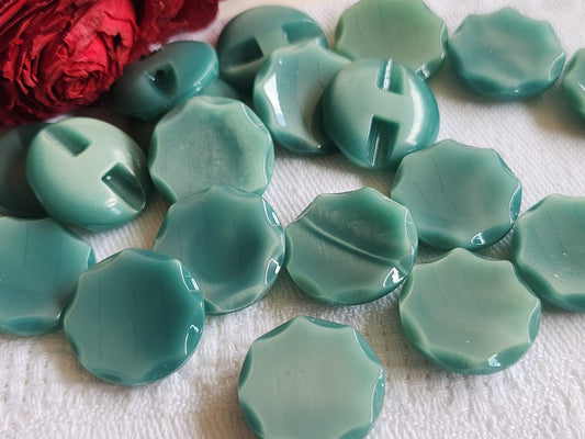 Lot 9 boutons vintage bleu travaillé pied plat 1,7 cm  ref 1412