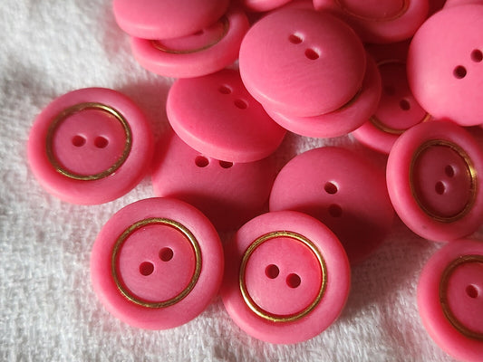 Lot 22 boutons vintage rose trous doré 1,5 cm ref 5603