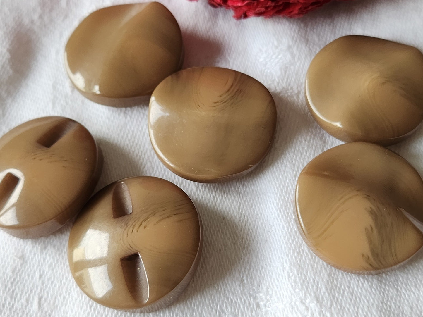 Lot 6 gros boutons vintage marron camaieu à pied 2,5 cm ref 3788