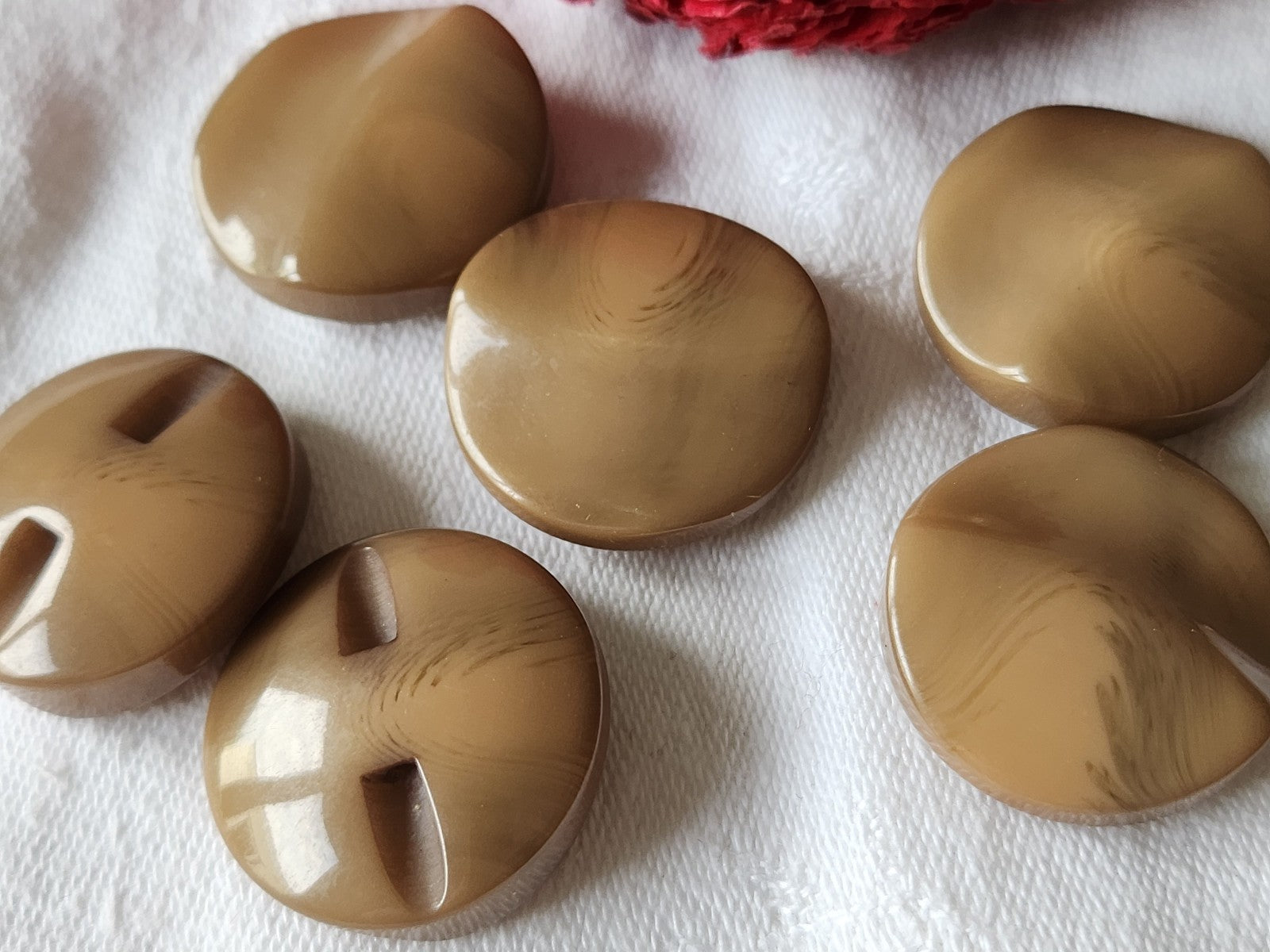 Lot 6 gros boutons vintage marron camaieu à pied 2,5 cm ref 3788