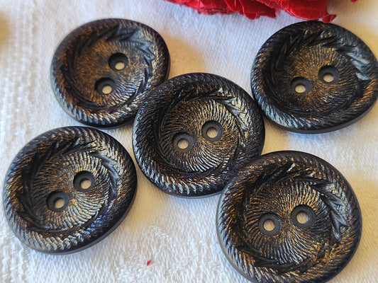Lot 5 boutons vintage à trous bleu doré gros 2,6 sur 2,7 cm ref 4841