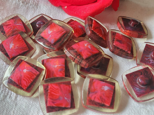 Lot 9 jolis boutons vintage rouge lie de vin pied 2,2 cm ref 2958