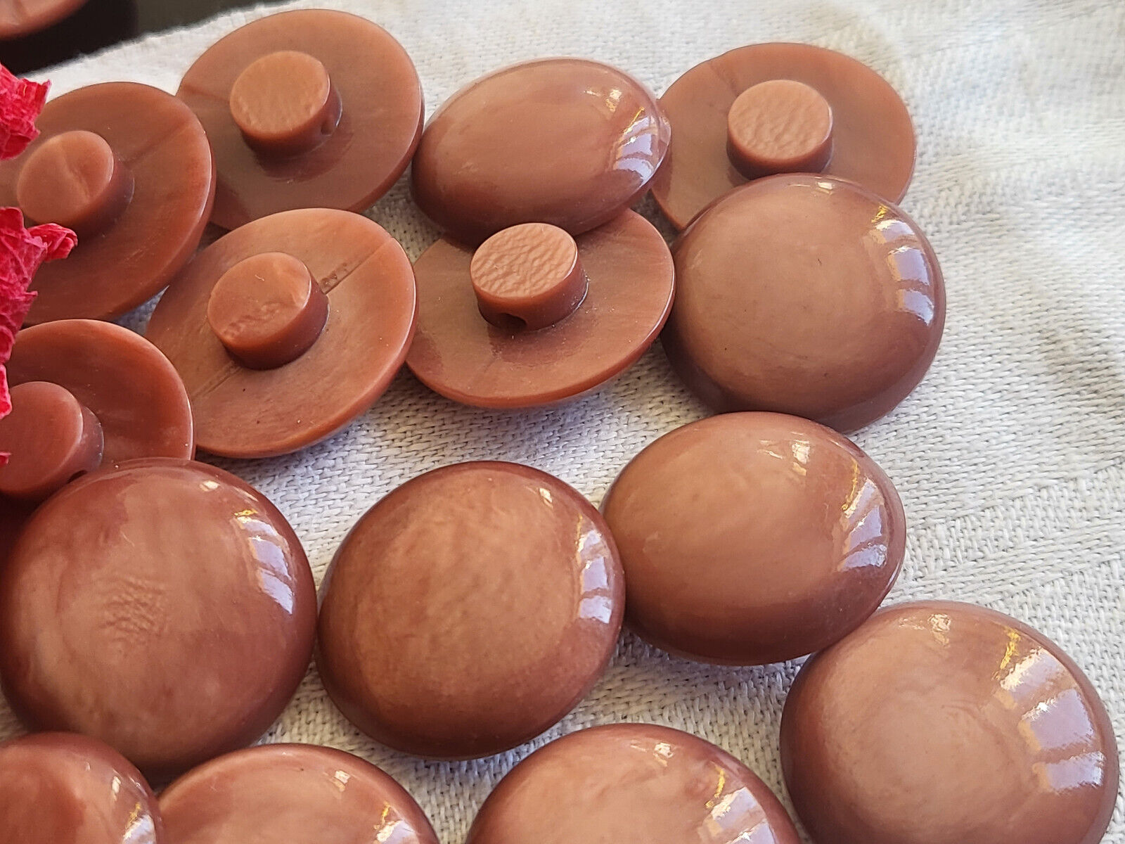 Lot 9 boutons vintage rose violine marbré demi sphere à pied 1,9 cm ref 2286