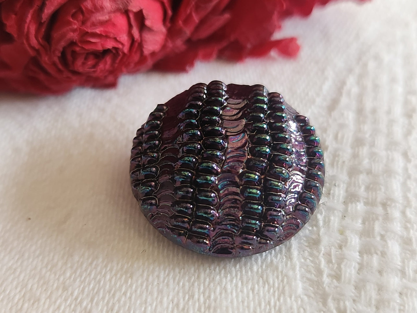 Bouton vintage en verre violet mordoré 2,2 cm G7J