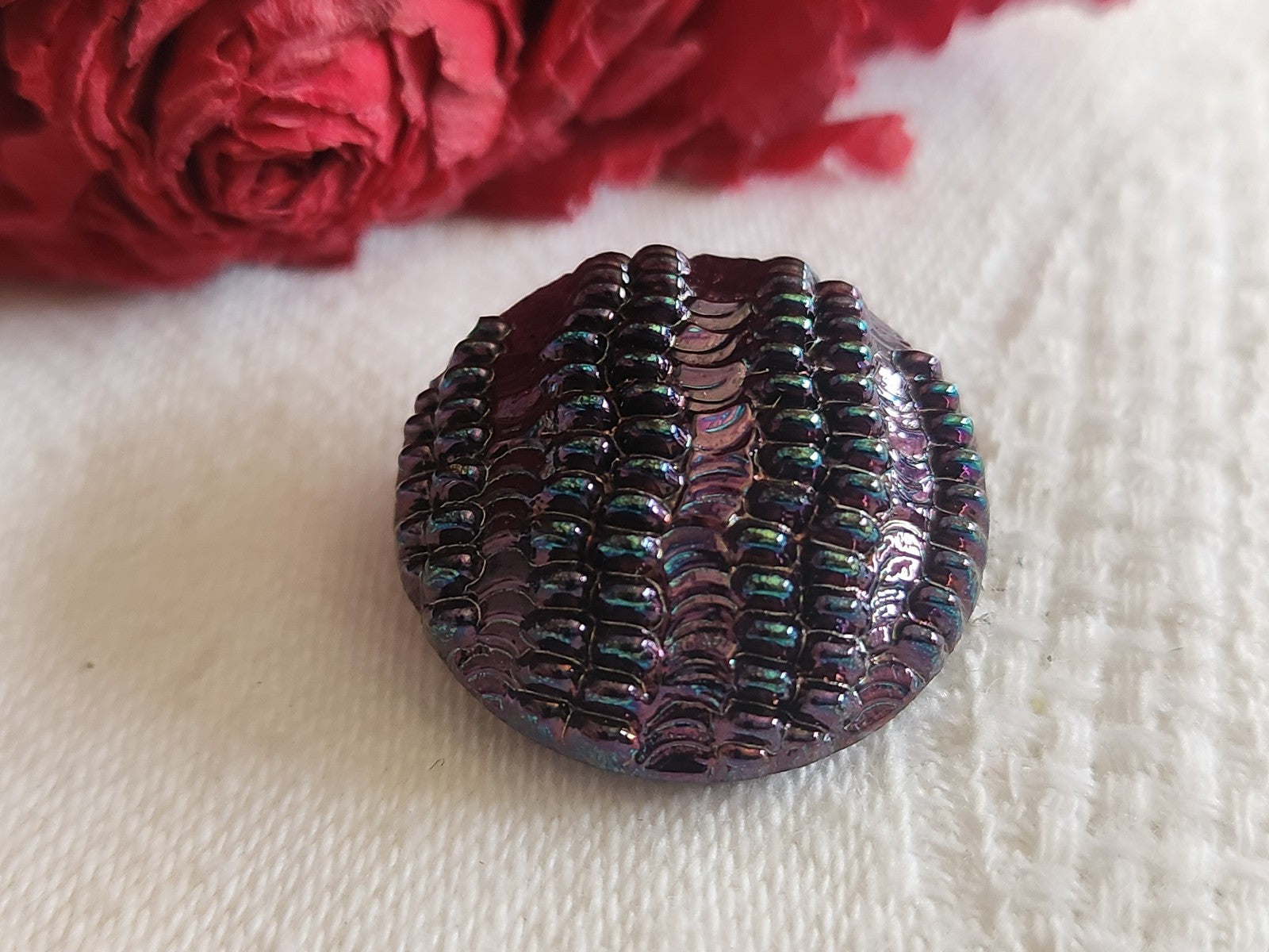 Bouton vintage en verre violet mordoré 2,2 cm G7J