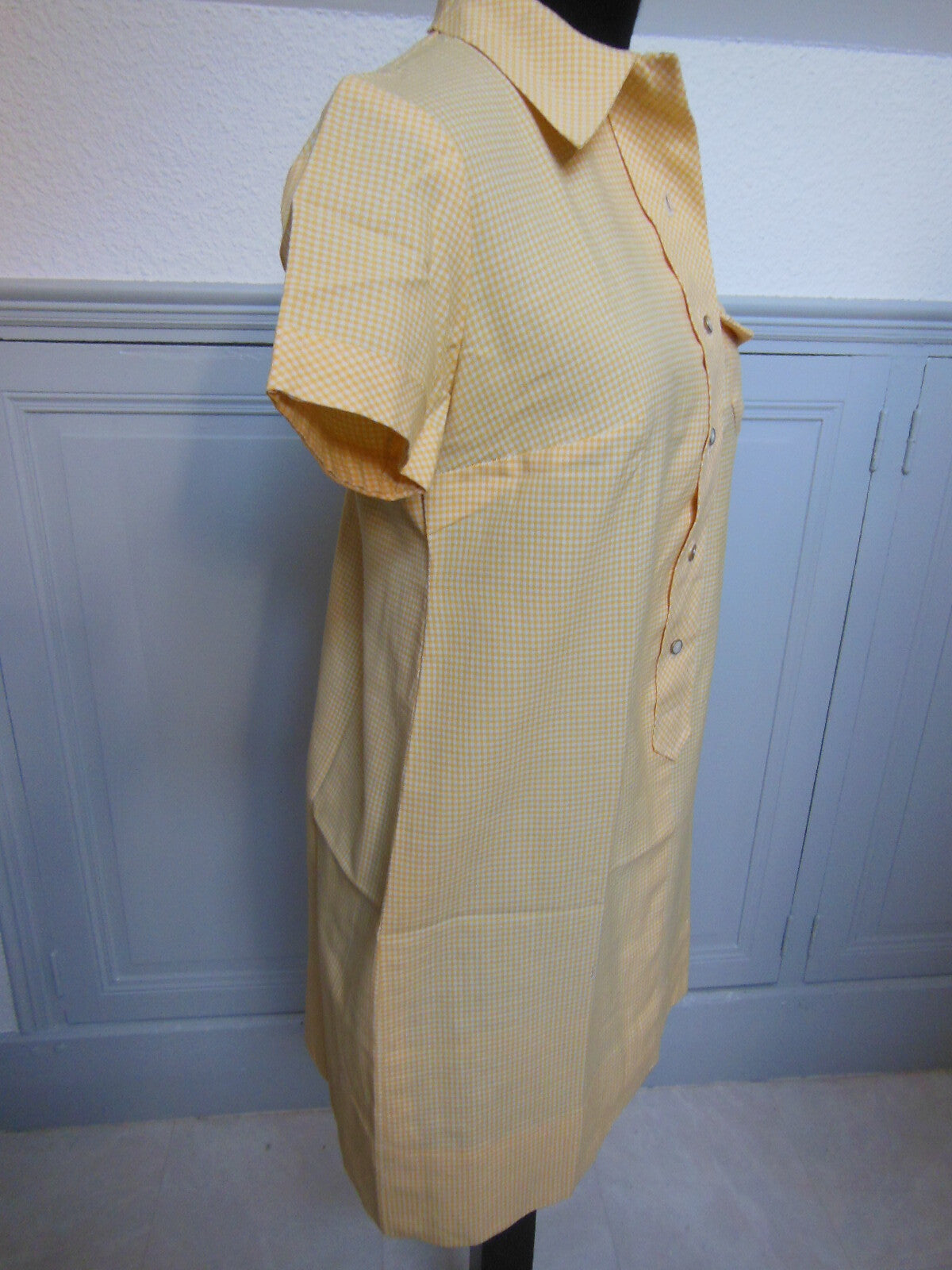 Pur vintage robe  ancienne vichy jaune inspi sportwear  ref PORT