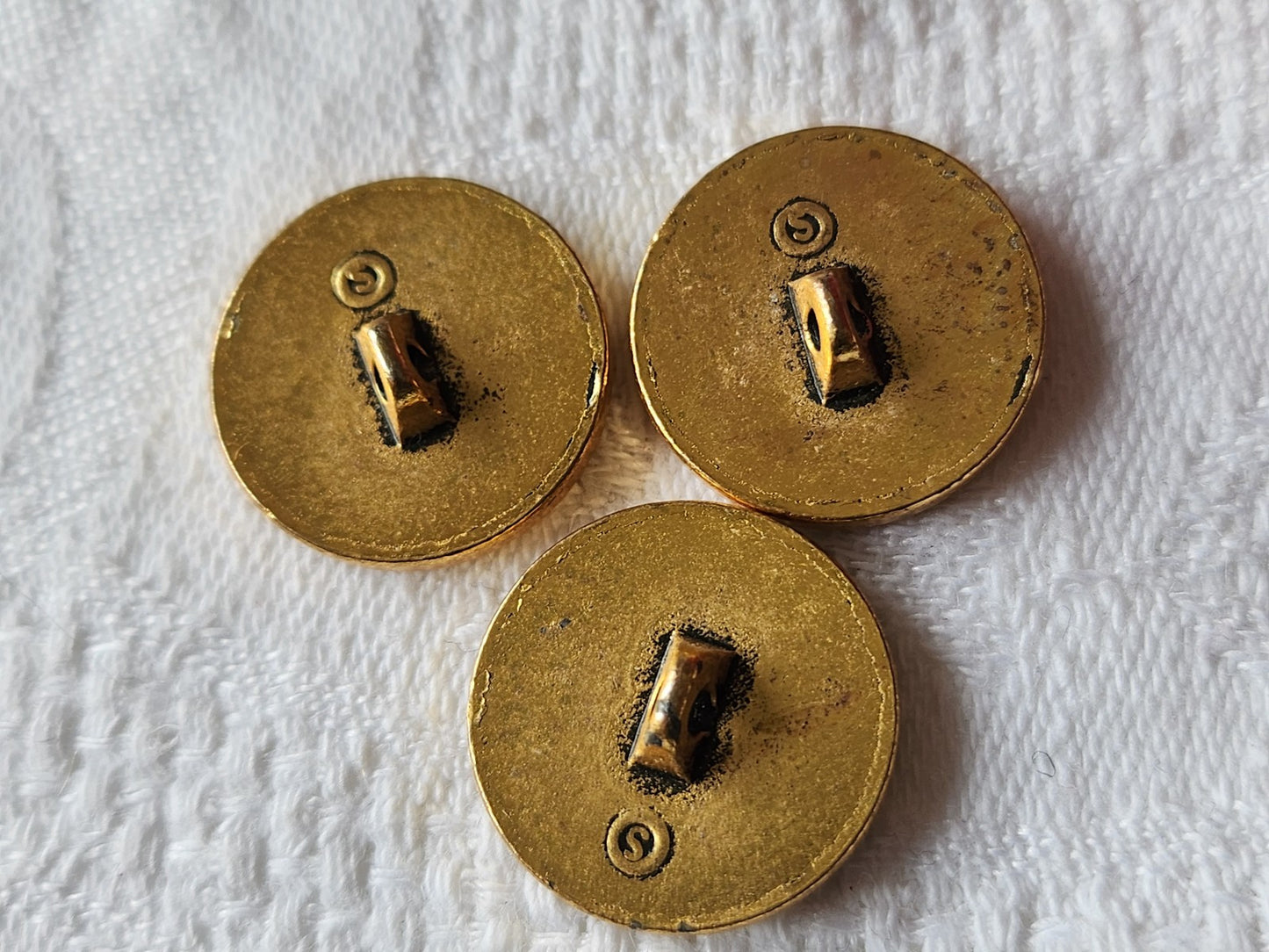 Trio boutons vintage en métal doré theme marin bateau voilier 1,8 cm G13L