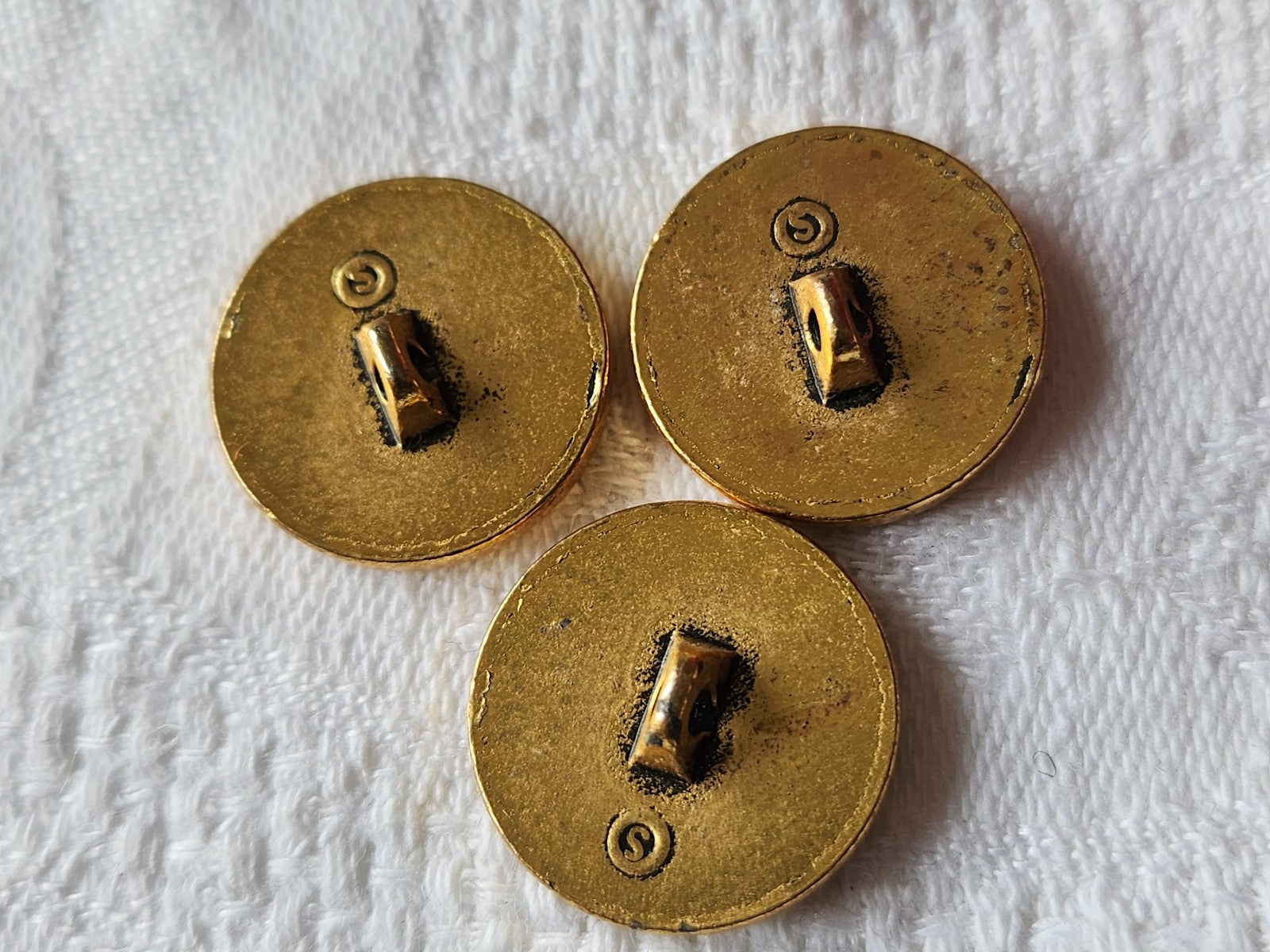 Trio boutons vintage en métal doré theme marin bateau voilier 1,8 cm G13L