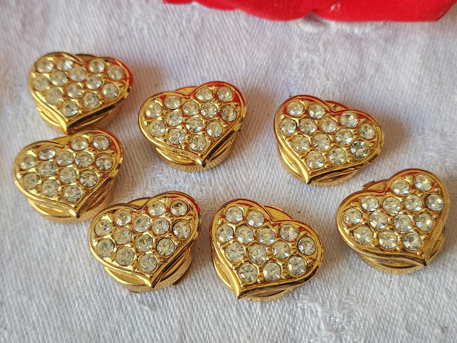 Cache bouton vintage  en métal doré strass collection 2,1 cm carré ref 834