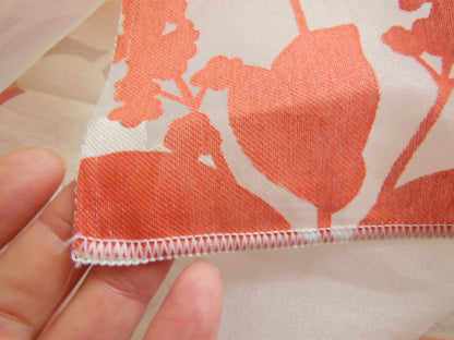 Coupon tissu luxe superbe voilage blanc orange blanc 93 cm sur 1 m 09 B6