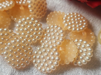 Lot 20 petits boutons vintage satiné orange texturé 1,4 cm pied ref 2531