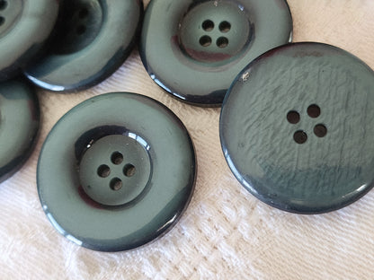 Lot 8 gros boutons vintage bleu lumineux 2,7 cm trous ref 3871