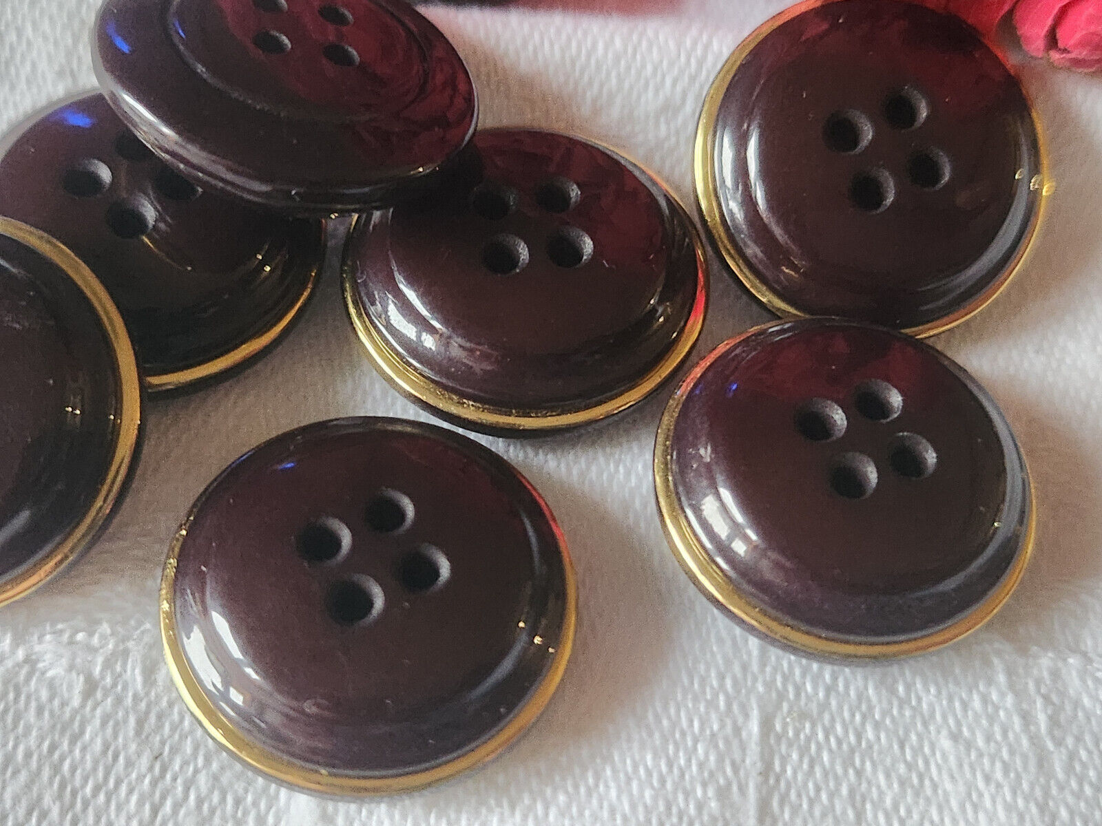 Lot 9 boutons vintage marron doré bombé trou 2,1 cm ref 1200