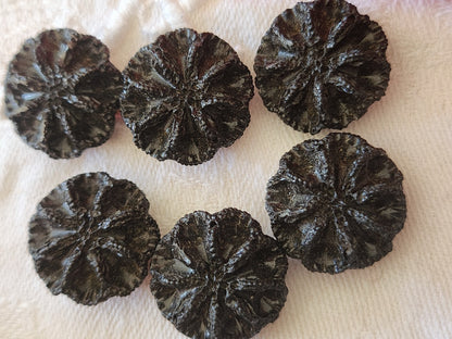 Lot 6 boutons vintage en résine noir à pied 1,7 cm  ref 3896