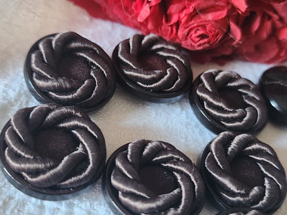lot 6 boutons anciens vintage passementerie marron pied 1,9 cm ref 5669