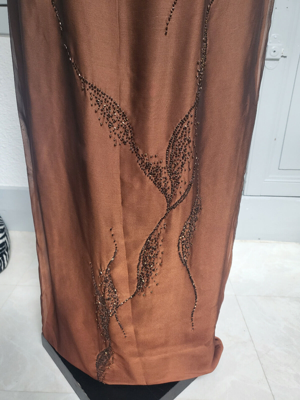 Robe de soirée cocktail dégradé marron chic neuve Asable taille 36/38