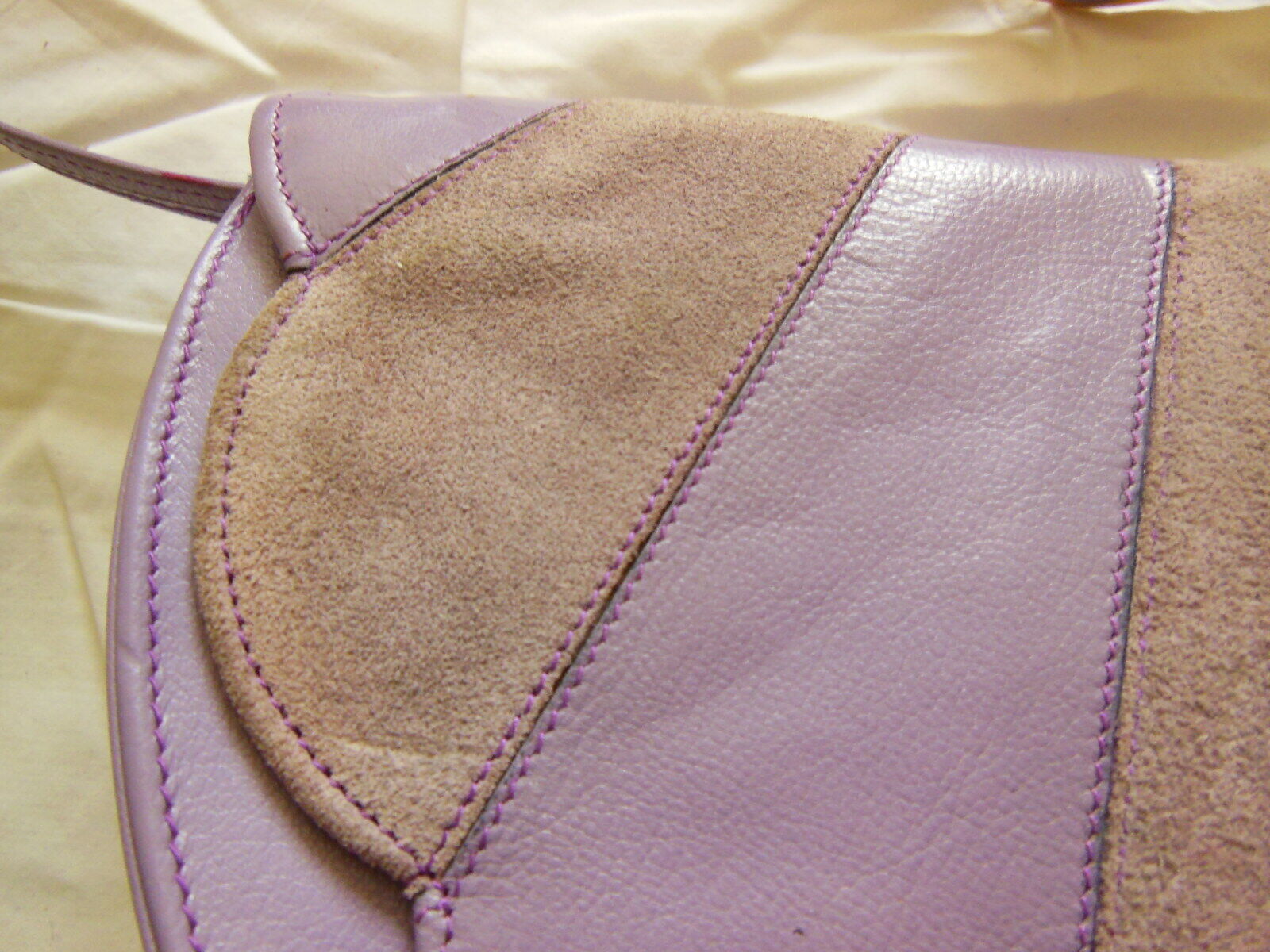 Ancien sac à main vintage violet épaule création Sabrina Paris original retro