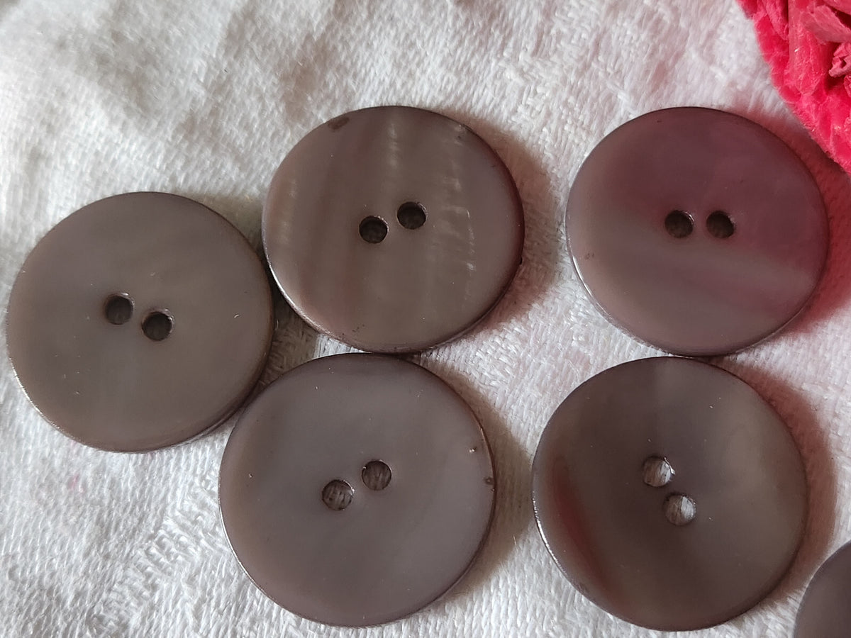 Lot 5 gros boutons vintage en nacre marron  vintage à trous 2,3 cm ref 3203