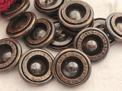 Lot 6 gros boutons vintage métal cuivré lourd  2,2 cm pied ref 235