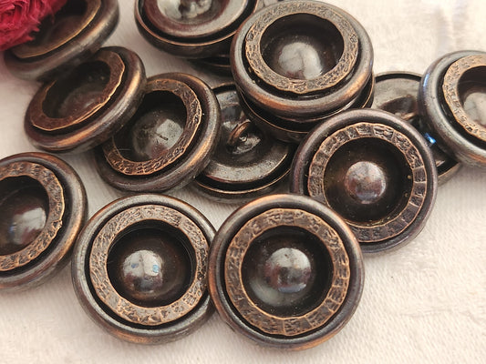Lot 6 gros boutons vintage métal cuivré lourd  2,2 cm pied ref 235