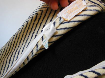 Pur vintage robe ancienne tricosa style marinière épaisse superbe écru 38 ?B5