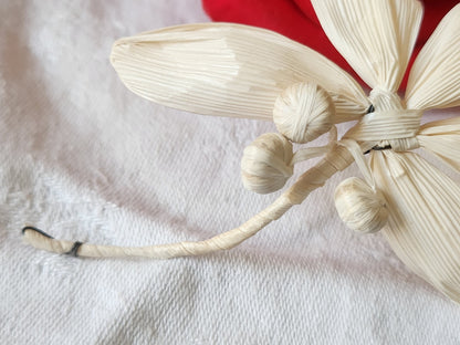 Ancien ornement chapeau creation modiste fleur rafia   T0-01