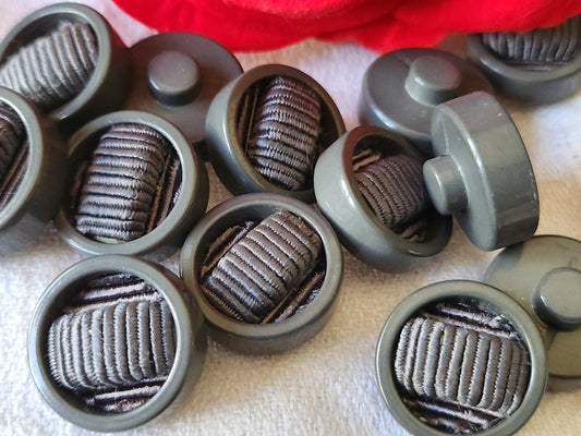 lot 6 boutons anciens vintage passementerie gris pied 1,9 cm ref 766