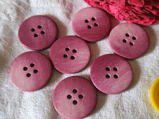 Lot 7 boutons vintage camaieu rose foncé plat 2 trous 2,3 cm ref 3211
