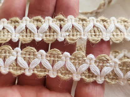 Galon vintage beige blanc 5 m 40 sur 1,9 cm A5