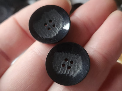 Lot 12 boutons vintage incurvé noir contraste mat lumineux 2 cm ref 474
