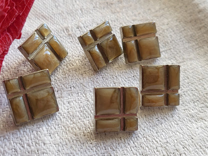 Lot 6 jolis boutons vintage en métal mini  à pied marron 1 cm ref 3249