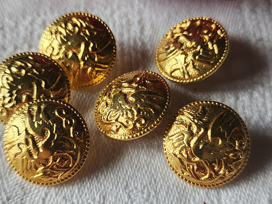 lot 6 boutons vintage en métal doré fin chimere oiseau 1,8 cm pied ref 2260