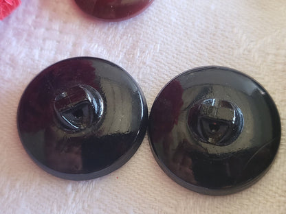 Duo boutons anciens en verre gris effet hématite diamètre 2,2 cm D15D