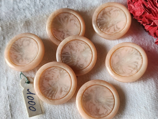 Lot 7 boutons vintage rose moucheté gris 2,1 cm ref 6051