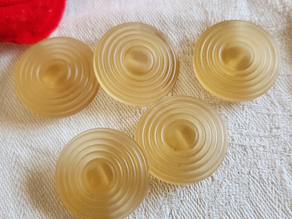 Lot 5 boutons vintage jaune /beige mat spirale pied 2,2 cm 22 mm ref 6569