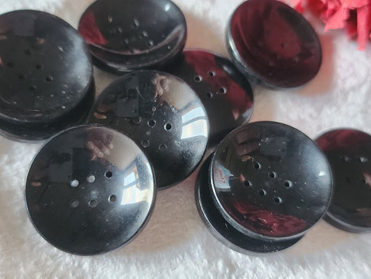 Lot 8 boutons vintage noir lumineux incurvé 6 trous  2,2 cm ref341