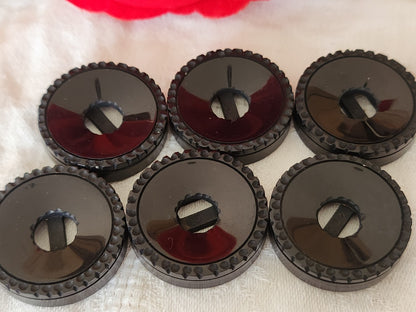 Lot 6 gros boutons vintage noir large passants 3 cm ref 5950 ***